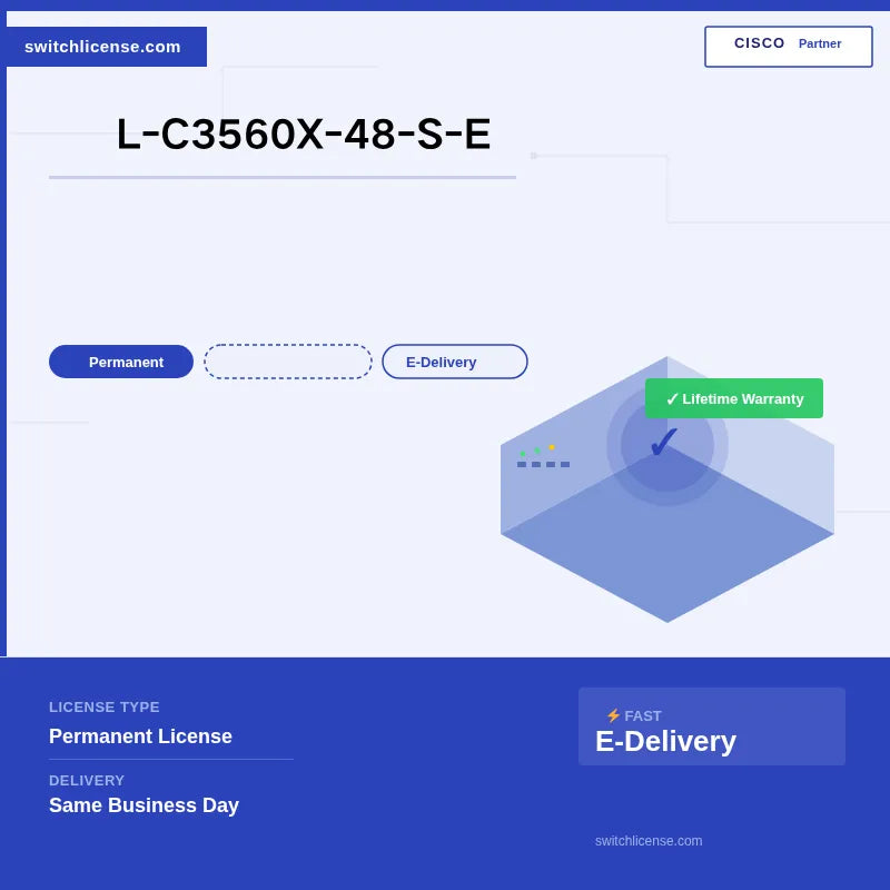 Cisco L-C3560X-48-S-E | Catalyst 3560-X 48-Port IP Base to IP Services License Upgrade | E-Delivery