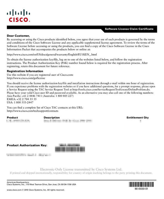 Cisco L-LIC-CT5508-250A 5508 Wireless Controller 250 Access Points adder license